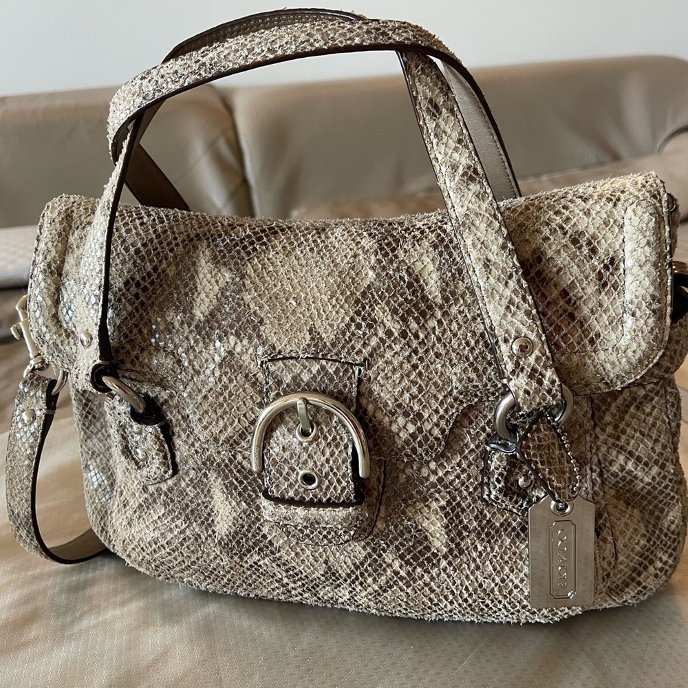 Coach Limited Numbered Edition Snakeskin Python Embossed Satchel Bag